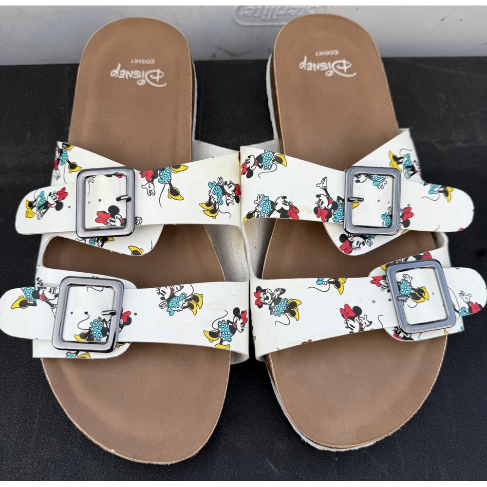 Disney Minnie Mouse Sandals Women's Size 8 Slip-On Buckle Slides